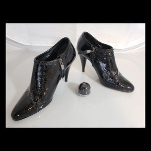 Prada Black Patent Leather Heels Short Booties